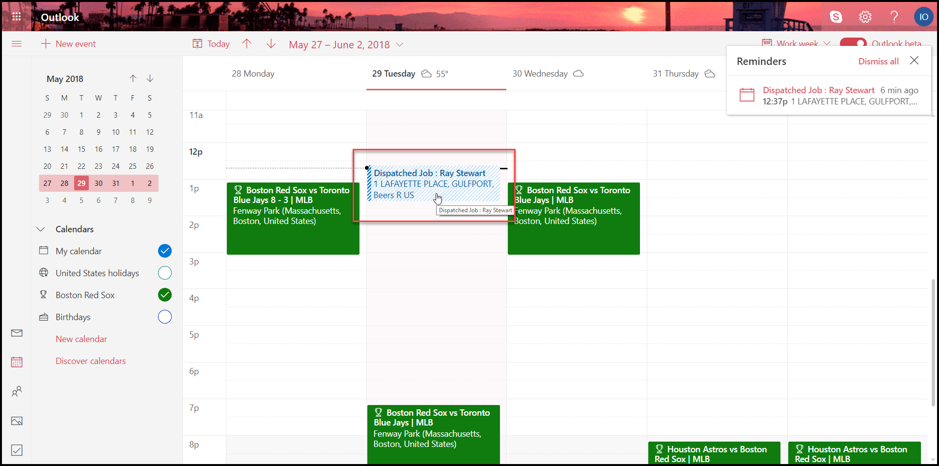 How do I set up Outlook Calendar integration for Work Classic App